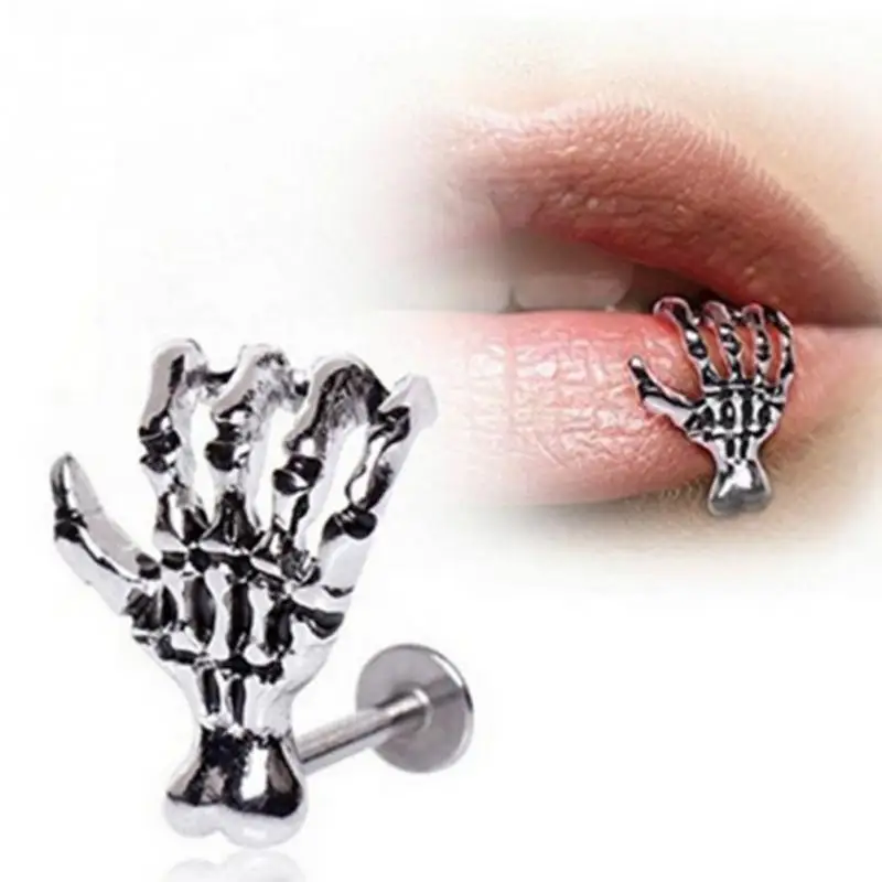 

Skeleton Hand Bone Stainless Steel Lip Piercing Jewelry Lip Skeleton Hand Cuff Piercing Bar