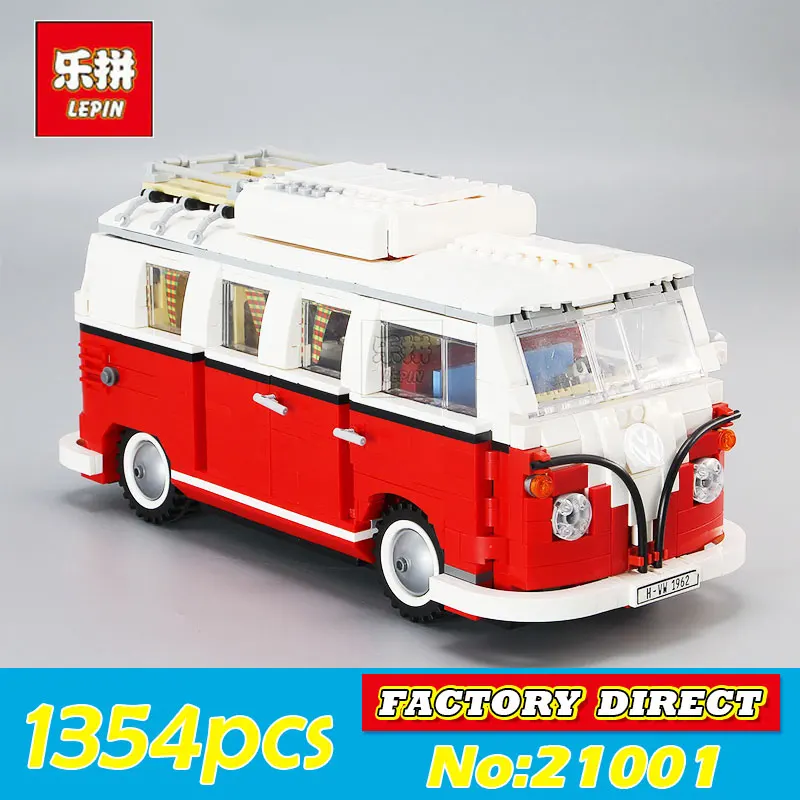 

2017 New LEPIN 21001 1354Pcs Compatible 10220 Gifts Creator Volkswagen T1 Camper Van Model Building Kits Bricks Christmas Toys