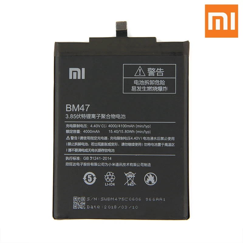 Аккумулятор Xiao mi BM47 для Xiao mi Red mi 3 3S 3X Red mi 3 4X Pro BM47 подлинный Сменный аккумулятор для телефона 4100 мАч+ Бесплатные инструменты