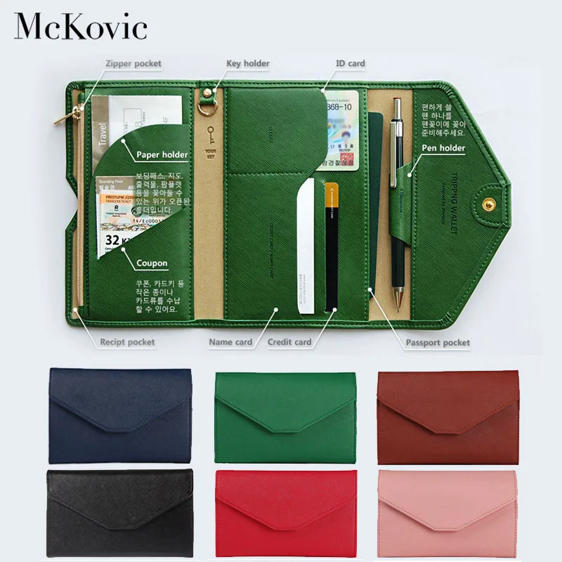 

Mckovic Travel Passport Cover Bussiness Card Holder ID Card Holder Foldable Tri-fold Credit Cards Money Wallet Passport Case Hot