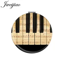 JWEIJIAO пианино клавиатура музыкальный персонал круглое Карманное зеркальце белый PU кожаный складной компактное зеркало для макияжа для фортепиано подарки для любимых