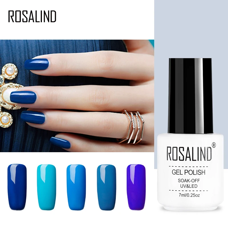 

ROSALIND Gel 1S Nail Gel Polish 7ML Blue Colors Soak Off UV Nail Art Beauty Manicure Gel Polish Semi Permanent Nail Polish