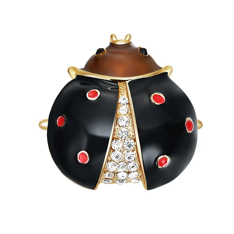 

DuoTang Trendy Rhinestone Beetle Brooches Metal Fashion Ladybug Enamel Pins for Women Classic Jewelry Accessories Gift