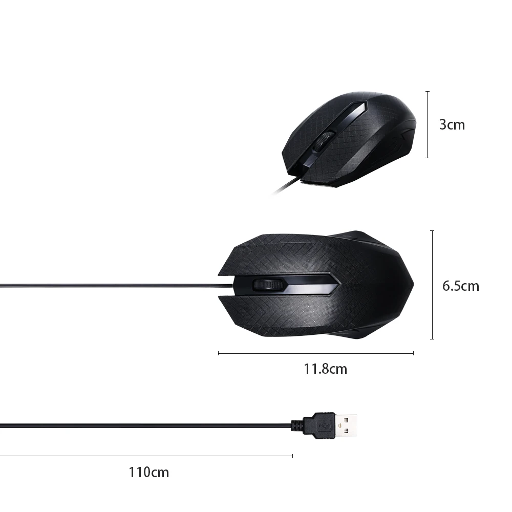 1,1 M шнур 1600 Точек на дюйм 3-Кнопка игровой Мышь USB Проводная оптическая Мышь Совместимость с Windows 7/8/10/XP MacOS