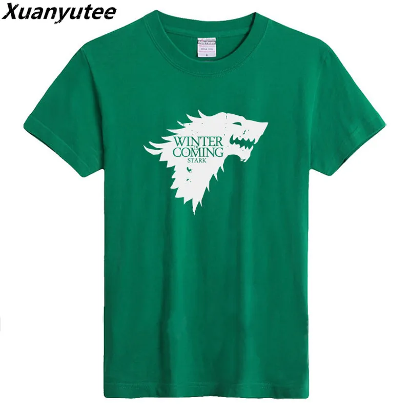 XuanYutee Winter Is Coming Stark T shirt Men Tee Shirt Homme 3XL EU O-neck Short Sleeve GOT Fans Summer Cotton Print | Мужская одежда