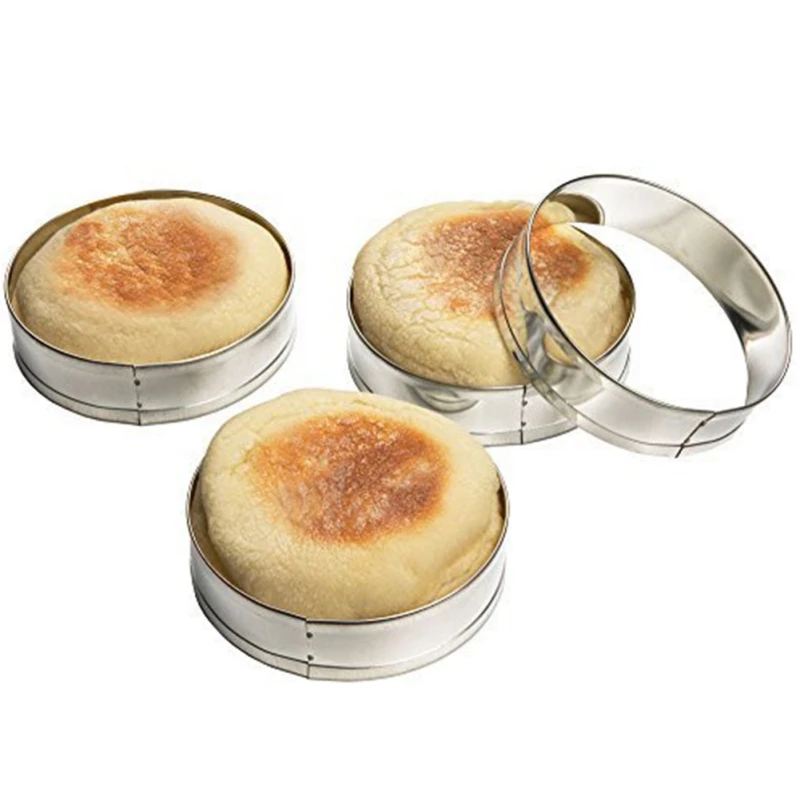

4 PCS Household DIY Burger Bread Baking Tool Stainless Steel Mousse Ring Cake Mold Circle Plate Cake Sugarcraft Tool Cake Mould