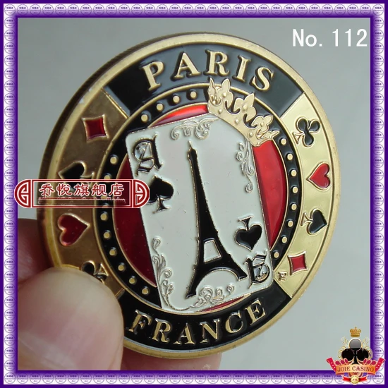 

Metal for Pressing Poker Cards Guard Protector No.112"PARIS FRANCE " Poker Chips Souvenir Coins