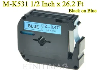 

Compatible P-Touch Label Tapes M-K531 1/2 Inch x 26.2 Ft Black on Blue For P touch PT-55S PT-65SL PT-70 PT-80 PT-90 Label Printe
