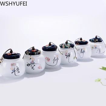 

High quality white ceramic tea jar mini portable small green citrus Pu-erh red green tea leaf packaging storage tank