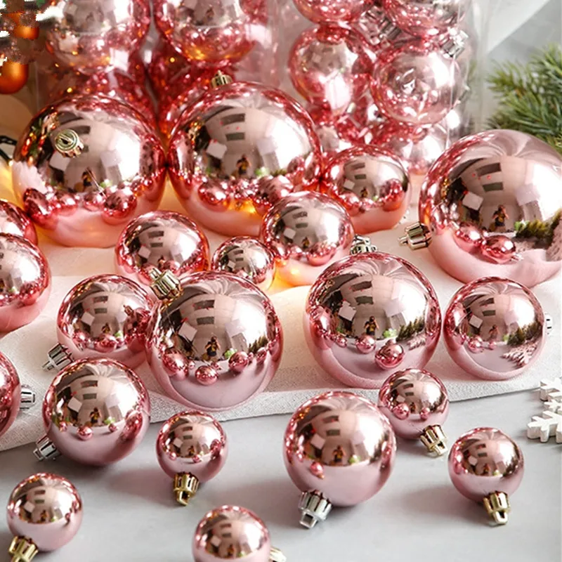 37 piezas mezcladas 4-8 cm 3-10 cm oro rosa perla Bola de Navidad para decoración de Navidad y adornos de árbol de Navidad