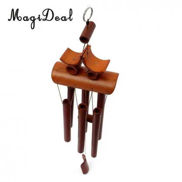 MagiDeal high quanlity Handmade Bamboo Tubes Oriental Hanging Bell Wind Chime Feng Shui Ornament