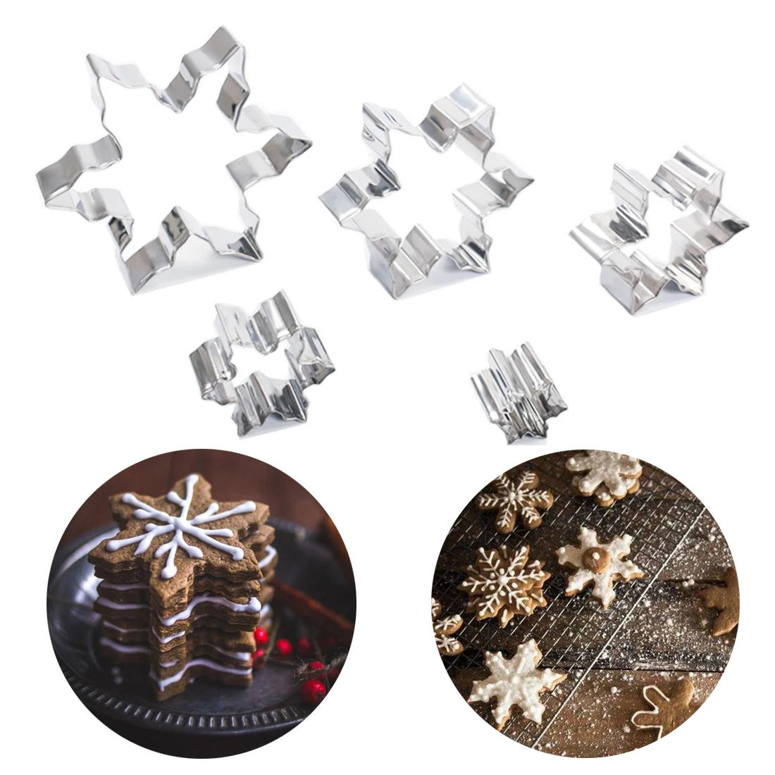 

5pcs/set Metal Snowflake Shape Christmas Cookie Cutter Kitchen Baking Tools Fondant Cake Mold cortadores de biscoito