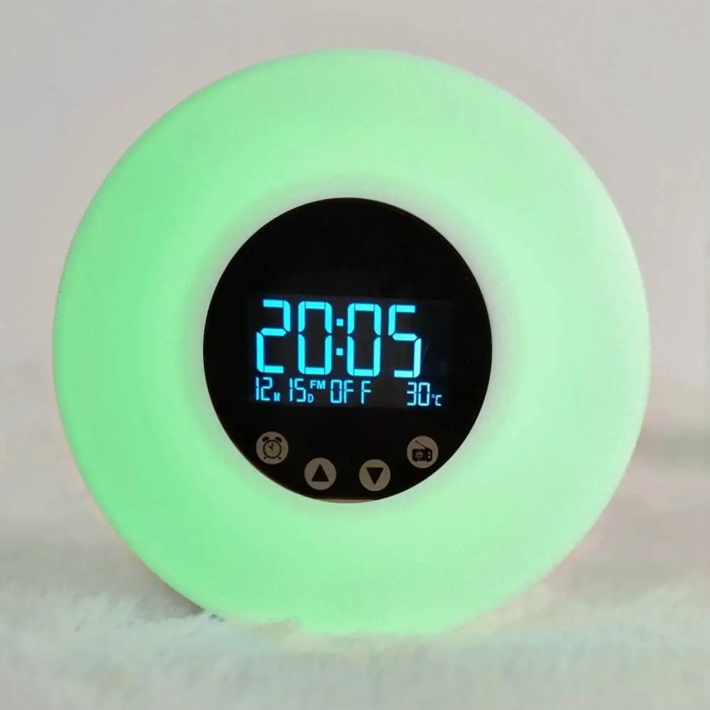 

LED Wake Up Lights Touch Sensing Digital Alarm Clock Sunrise Sunset With FM Radio Colorful Light Snooze Mode Nature Sound