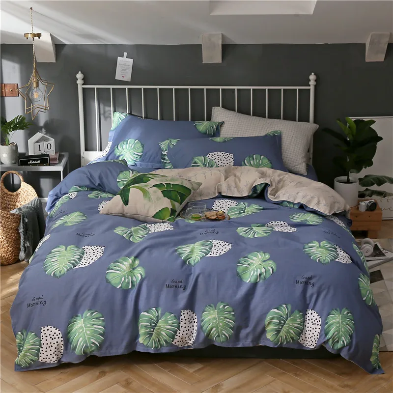 Leaves plant bedding sets soft duvet cover comfortable quilt cover