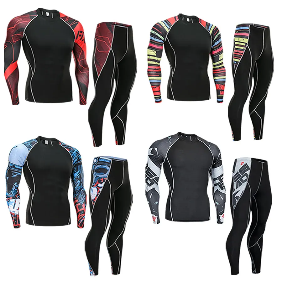 2018 Fitness MMA Running Shirt Men Rashguard Male Long Sleeve T Shirt Crossfit Bodybuilding Men Skull Print 3D T Shirt Tops