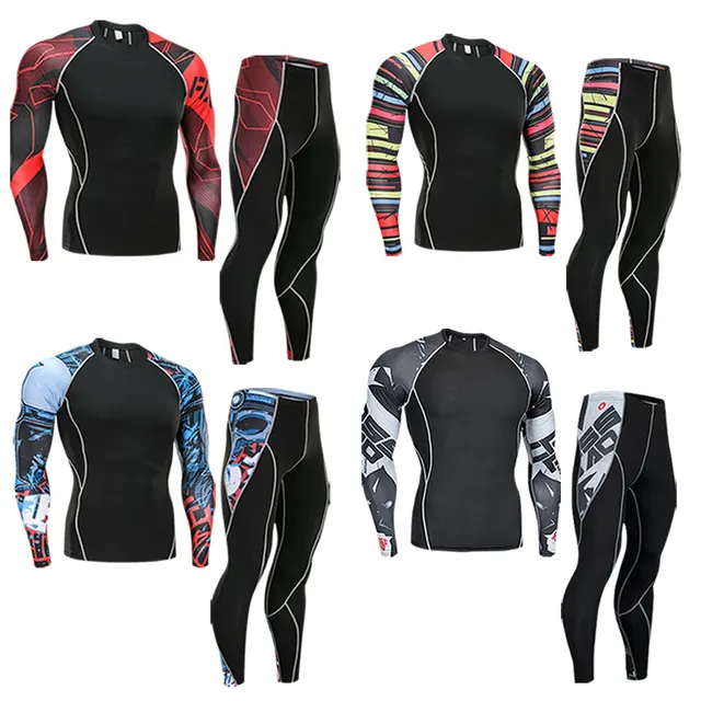 US $8.85 2018 Fitness MMA Running Shirt Men Rashguard Male Long Sleeve T Shirt Crossfit Bodybuilding Men Sku