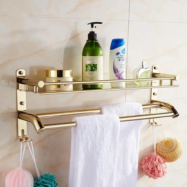 Bad accessoires bad edelstahl Goldenen Finish regal 40 cm Mit haken ... Bad accessoires bad edelstahl Goldenen Finish regal 40 cm Mit haken ...