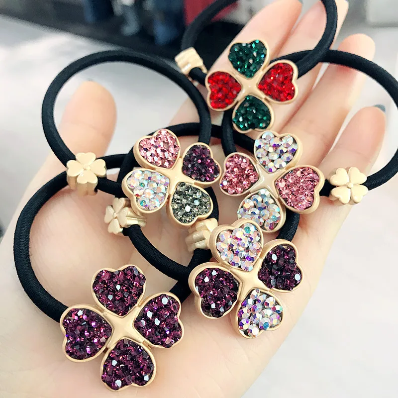 

Korea Handmade Rhinestone Heart Adult Women Elastic Hair Band Head wear Apparel Accessories Summer-YHAWEHB033C5