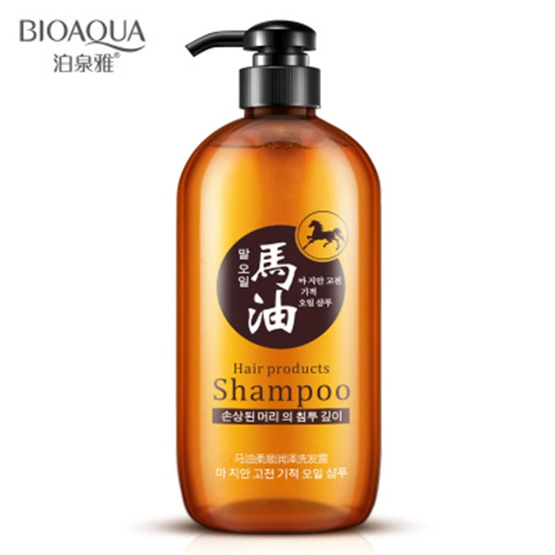 bioaqua óleo de cavalo do produto dos cuidados capilares profissionais sem silicone anti shampoo da perda de cabelo melhorar dano do reparo do frizz