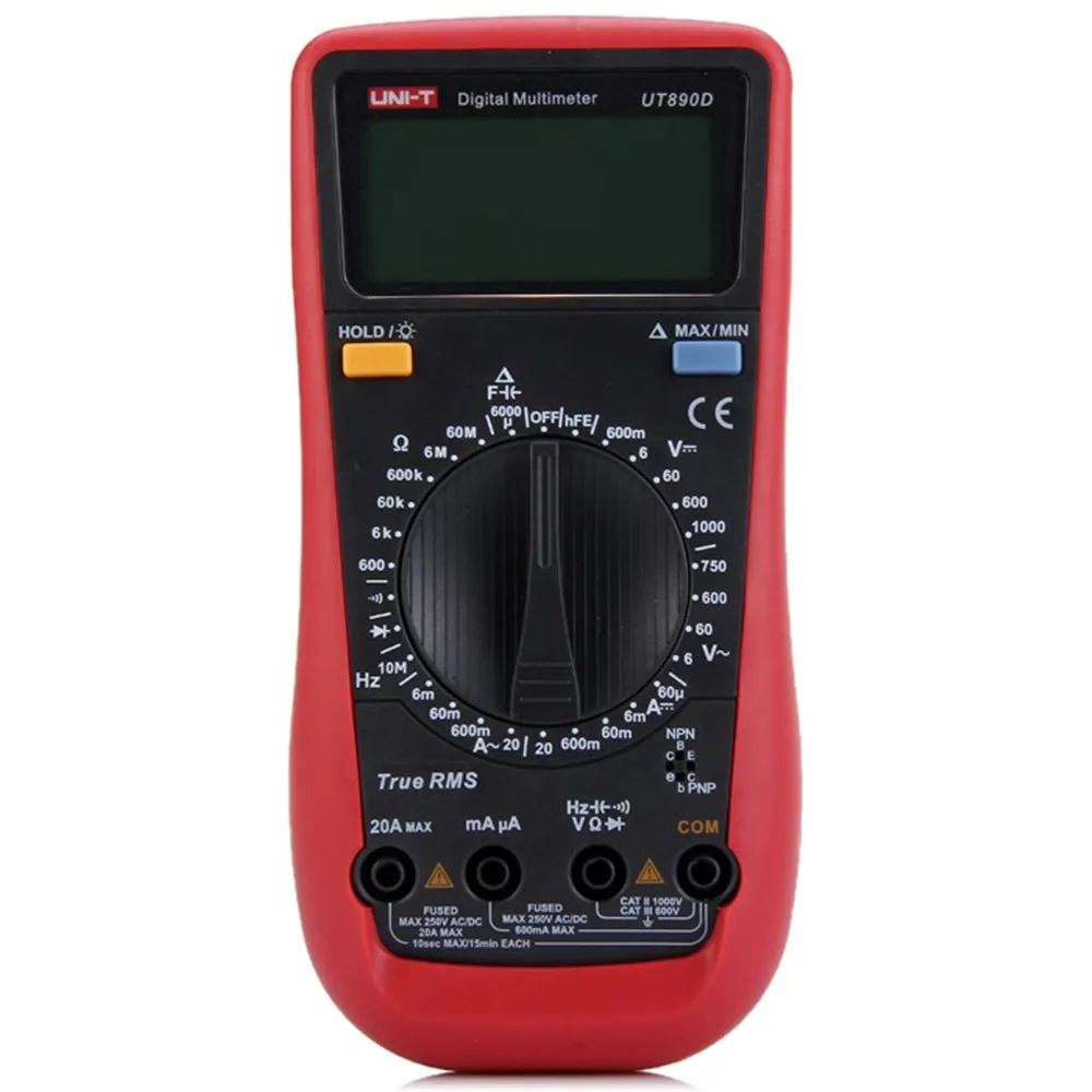 

UNI-T UT890D Auto Range Digital Multimeter True RMS AC/DC Voltage Current Resistance MAX-MIN Value Calculate Transistor Tester