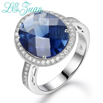 

L&zuan 100% 925 Sterling Silver Jewelry Ring Prong Setting 7.89ct Blue Stone Romantic Luxury Rings For Women Christmas Gift