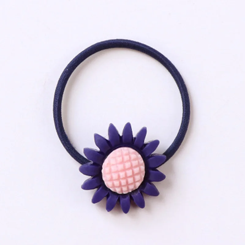 Горячая Распродажа, 2 шт., Новое поступление, милые цветные макароны для девочек, детские эластичные повязки для волос, подарки - Цвет: Navy Blue sunflowers