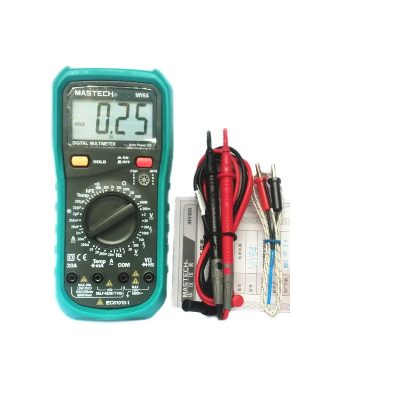 

Free Shipping MASTECH MY64 Digital Multimeter AC / DC voltage and current resistance tester detector diode