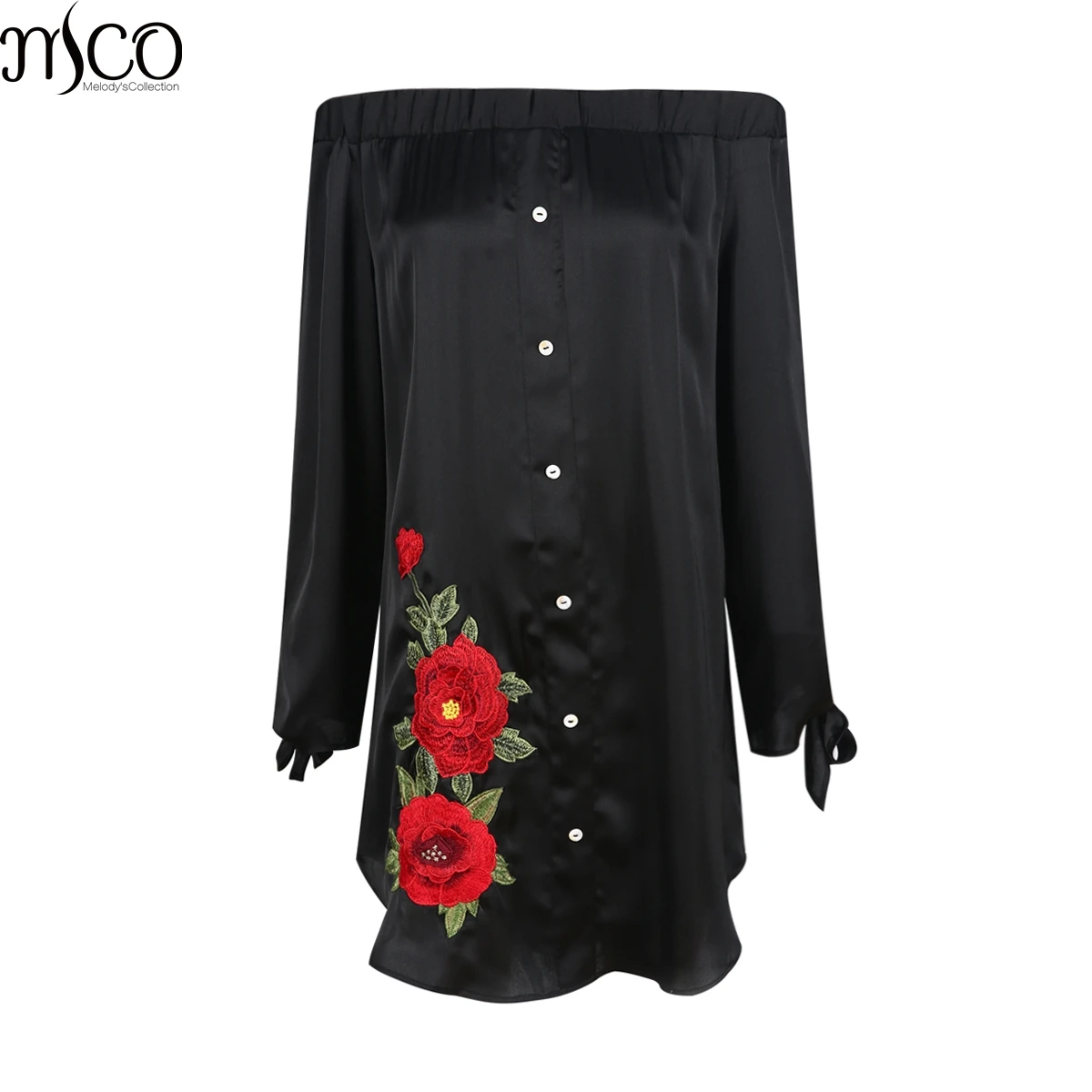 

MCO Sexy Off Shoulder Floral Emboridery Plus Size Shirt Dress Oversized Mini Dresses Black Bardot Big Women Clothing 5xl 6xl 7xl