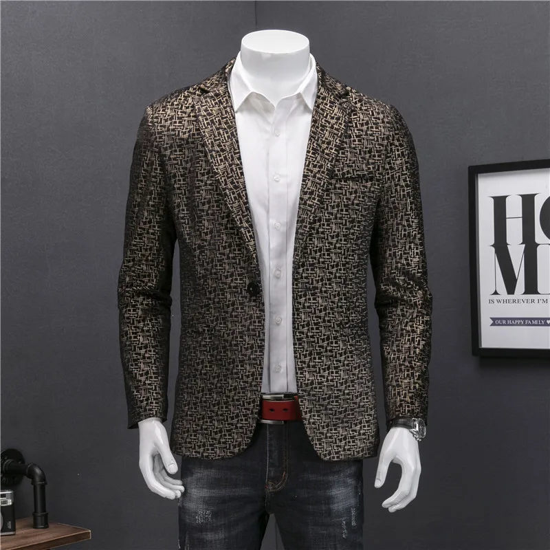 Gold Black Print Blazer Men Velvet Fancy Mens Stylish Blazer Business ...