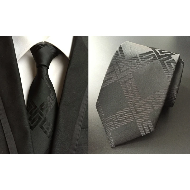 KLV мужской классический черный Тканый Жаккардовый деловой ГАЛСТУК Повседневный галстук для шеи деловой аксессуар