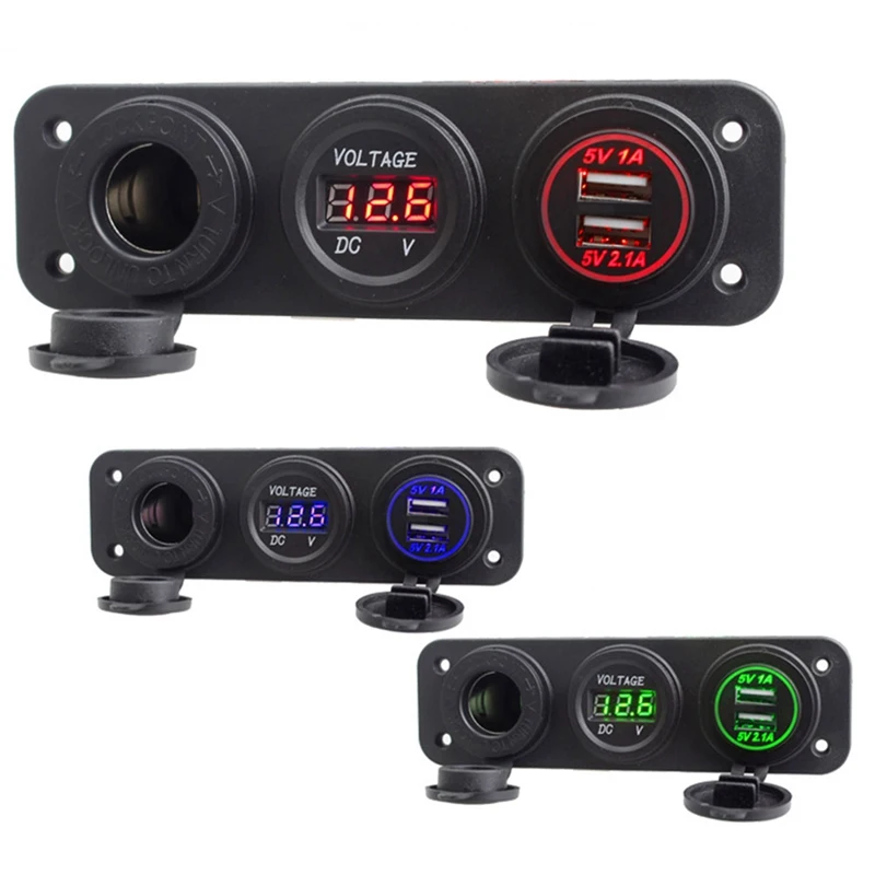 12 V автомобильный прикуриватель Разветвитель USB порт зарядное устройство адаптер с Вольтметр