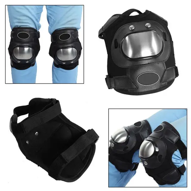 2 Pcs Stainless Steel Motorcycle  ATV Adults Knee Pads Shin Guard Protective Armor Set Sports Protective Gear Motocross New