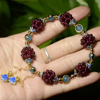 

Natural Garnet Bracelet purple-red Fashion Bracelet lady multi-color