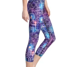 Женская неоновая буква Love Print Леггинсы для фитнеса быстросохнущие брюки до середины икры