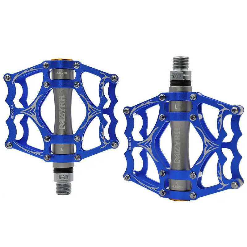 Велосипедные педали на 3 подшипниках велосипедные педали противоскользящие сверхлегкие с ЧПУ MTB педали для горного велосипеда герметичные подшипники педали велосипедные части - Цвет: Blue titanium
