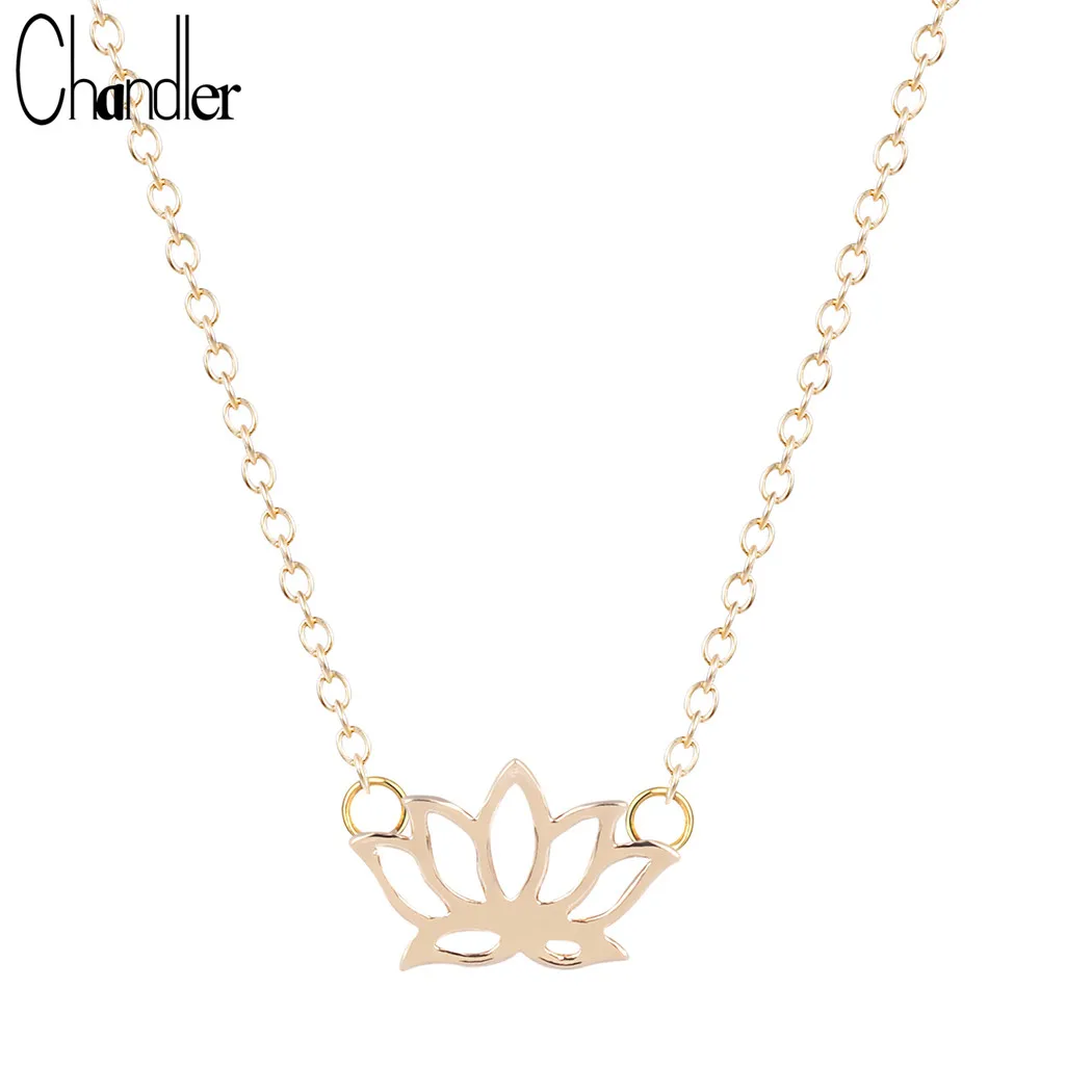 

Chandler 1pcs Gold Silver Plated Lotus Flower Pendant Necklace Yago Charm Collars For Women Tiffen Jewelry Lady Love Bijouterie