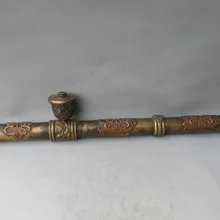 Редкие Старые китайские медные трубы династии Цин, с красивой резьбой