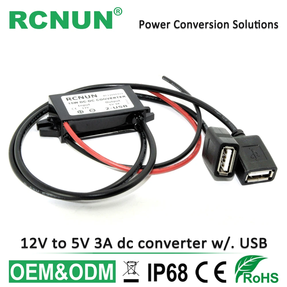 

High Quality 12V to 5V 3A 15W DC-DC Converter Buck Module Power Supply Regulator for Car Charger Dual USB Output