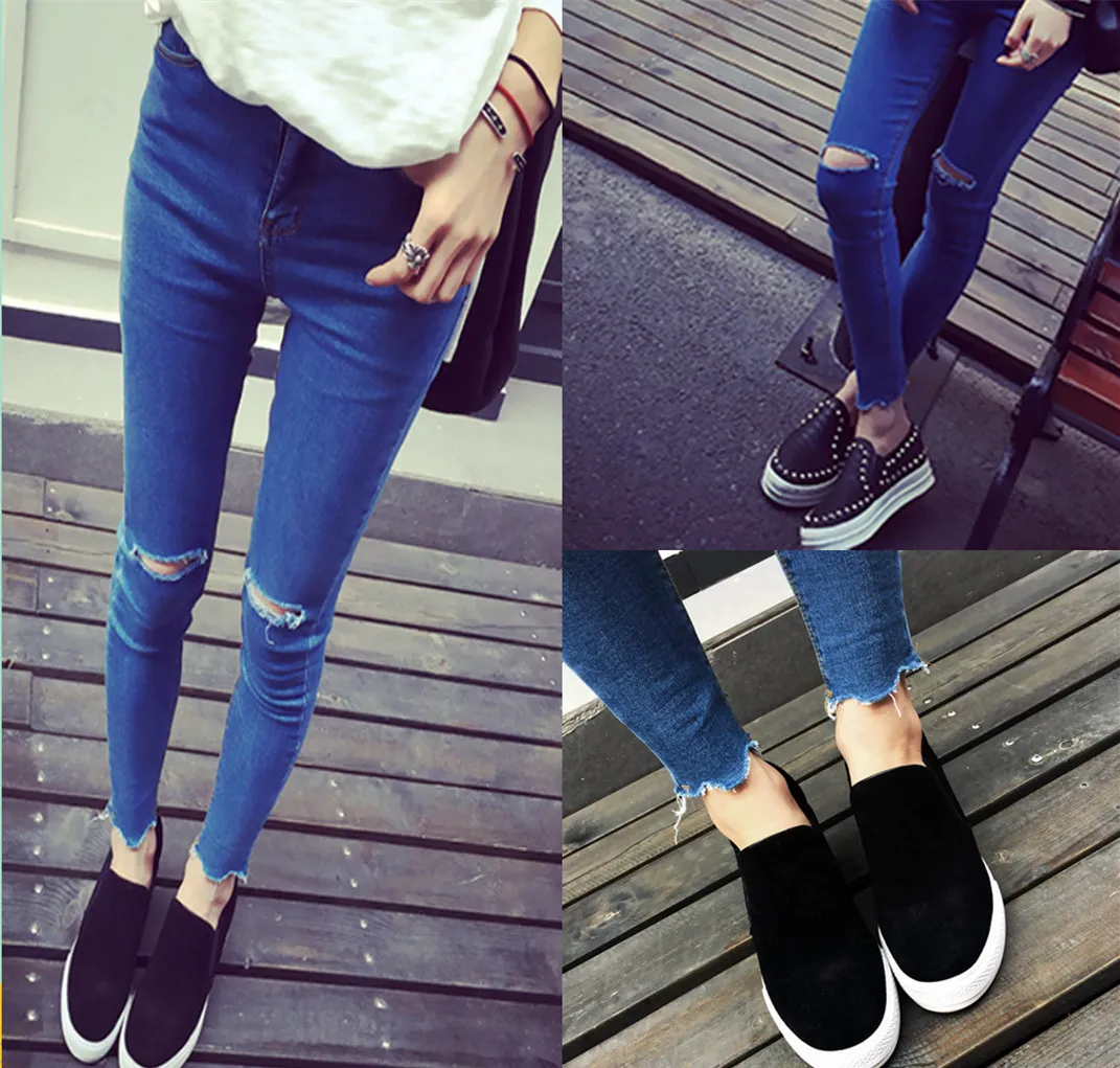

NEW fashion brand women skinny pencil jeans denim elastic pants washing color good quality woman casual jean pants Size 26-33