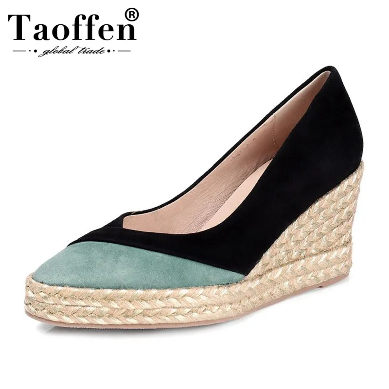 

TAOFFEN 2019 Real Leather Simple Spring Women Pumps Party Square Heel Office Ladies High Heel Shoes Women Sexy Pumps Size 34-39