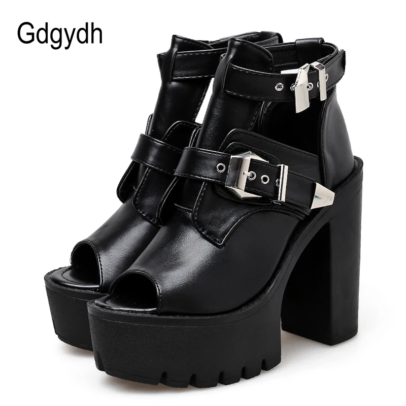 Buckle New Shoes Sexy Donna Heels Summer Shoes Ladies Black Fashion Toe Leather Gdgydh Platform 2019 Spring Peep Black nwY6vq4xx
