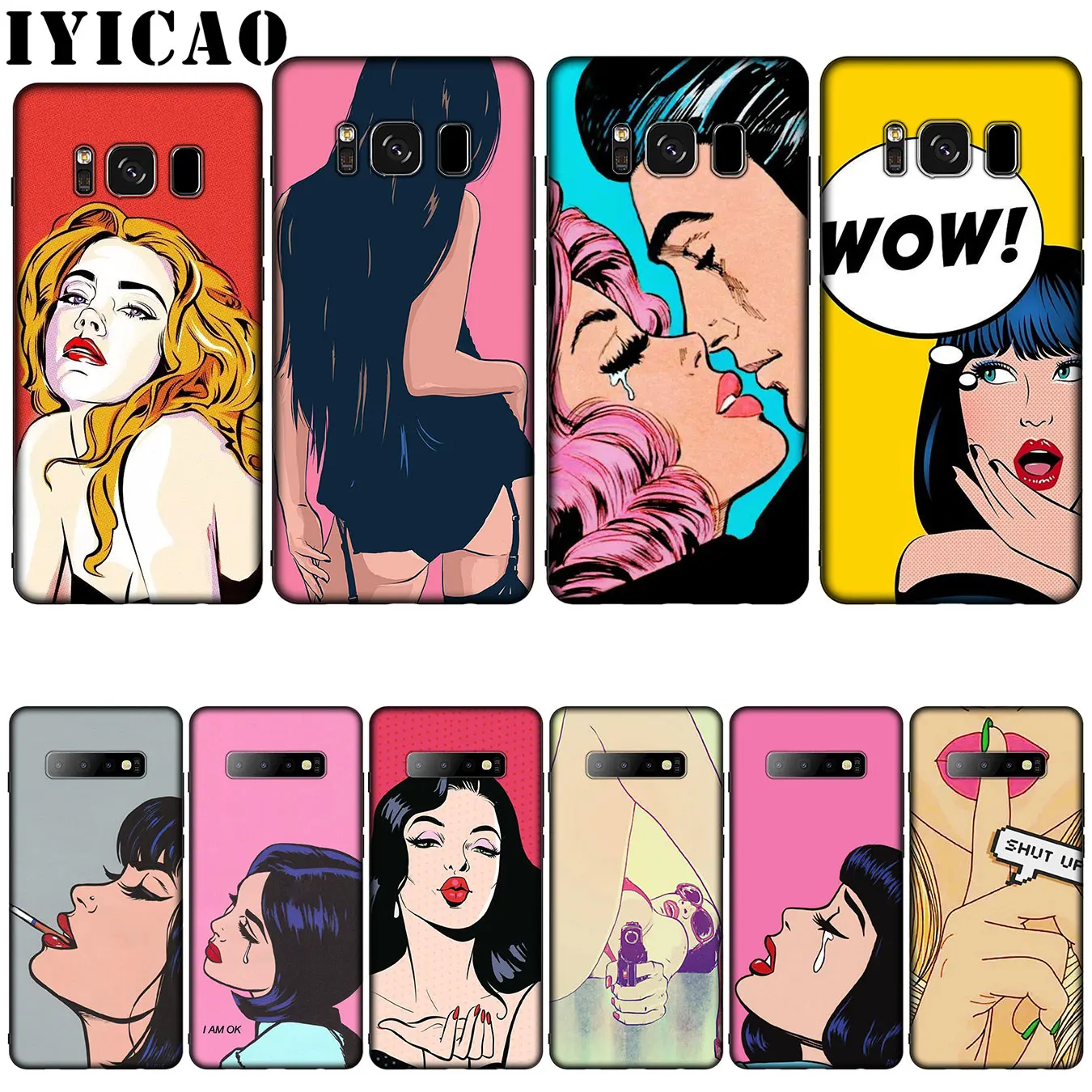 

IYICAO pop art comic Coque Silicone Soft Phone Case for Samsung Galaxy S10 S9 S8 Plus S6 S7 Edge S10e E Cover