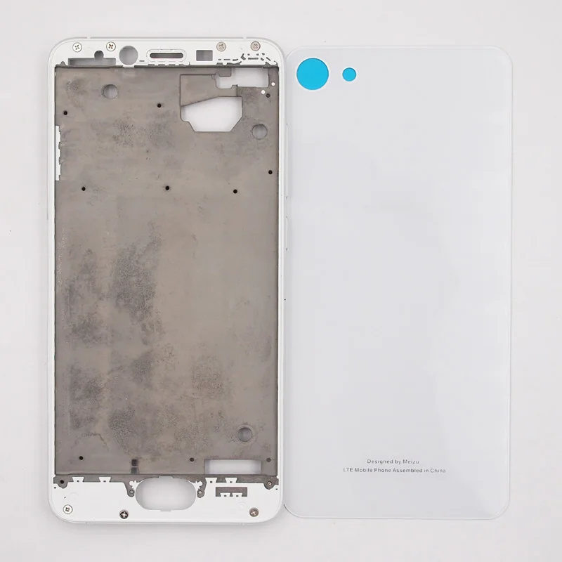 

BaanSam New LCD Holder Screen Front Frame Glass Battery Back Cover For MEIZU U10 5 Inch Housing Case With Power Volume Buttons