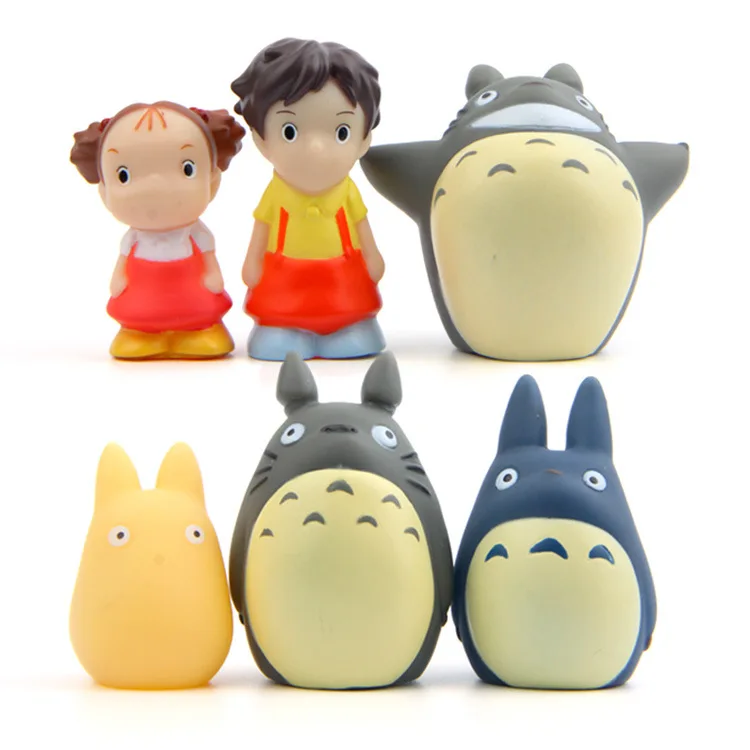 TOTORO mini Ghibli, милая аниме фигурка, пластиковая ПВХ Модель, украшение для дома, автомобиля, куклы, рождественский подарок, Комплект детских игрушек