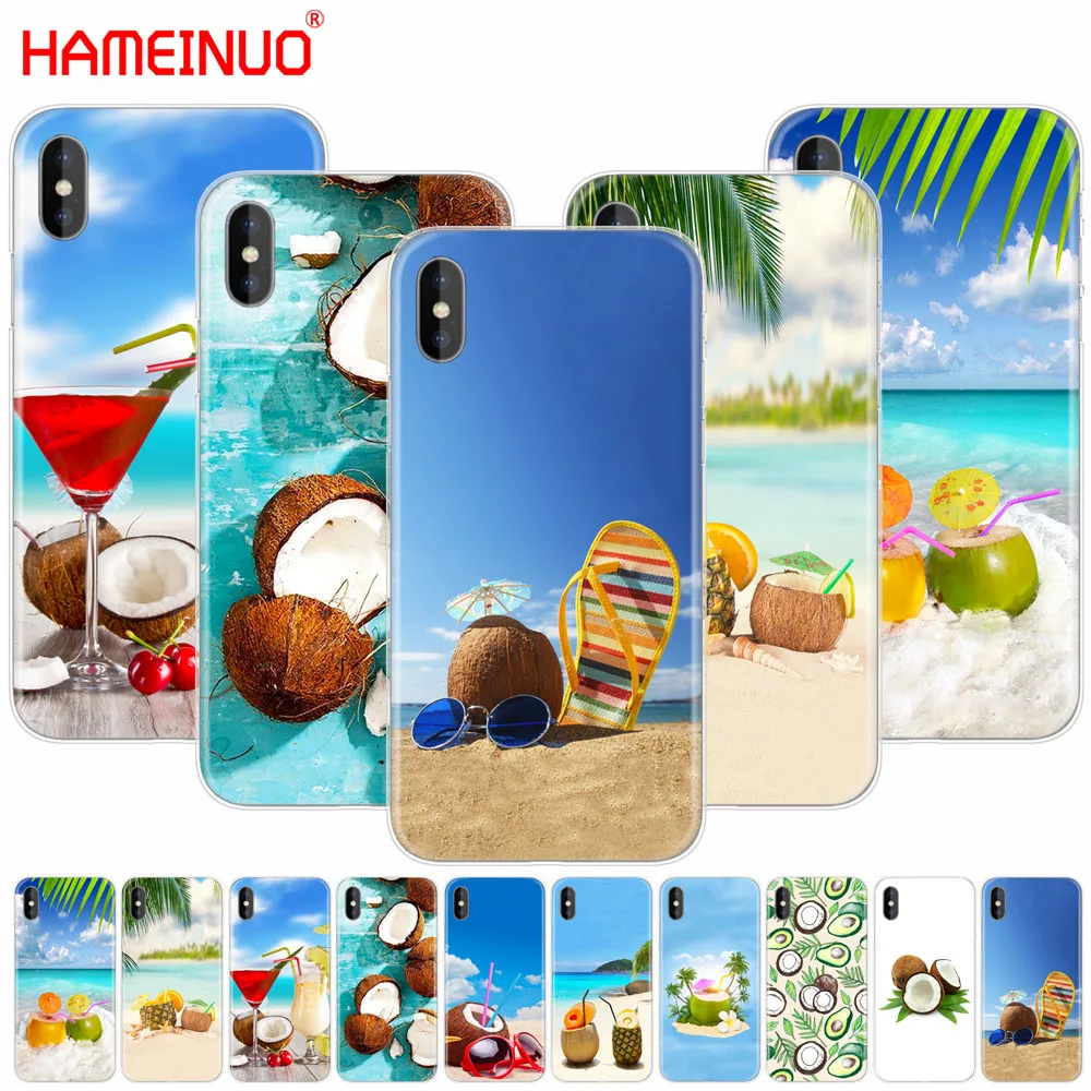 

HAMEINUO Coconut Beach Fruit juice summer cell phone Cover case for iphone X 8 7 6 4 4s 5 5s SE 5c 6s plus