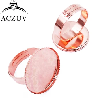 

200pcs Rose Gold Color 12mm 14mm 16mm 18mm 20mm 25mm 30mm Teeth Bezel Adjustable Ring Blank Glass Cabochon Base Settings TRB006