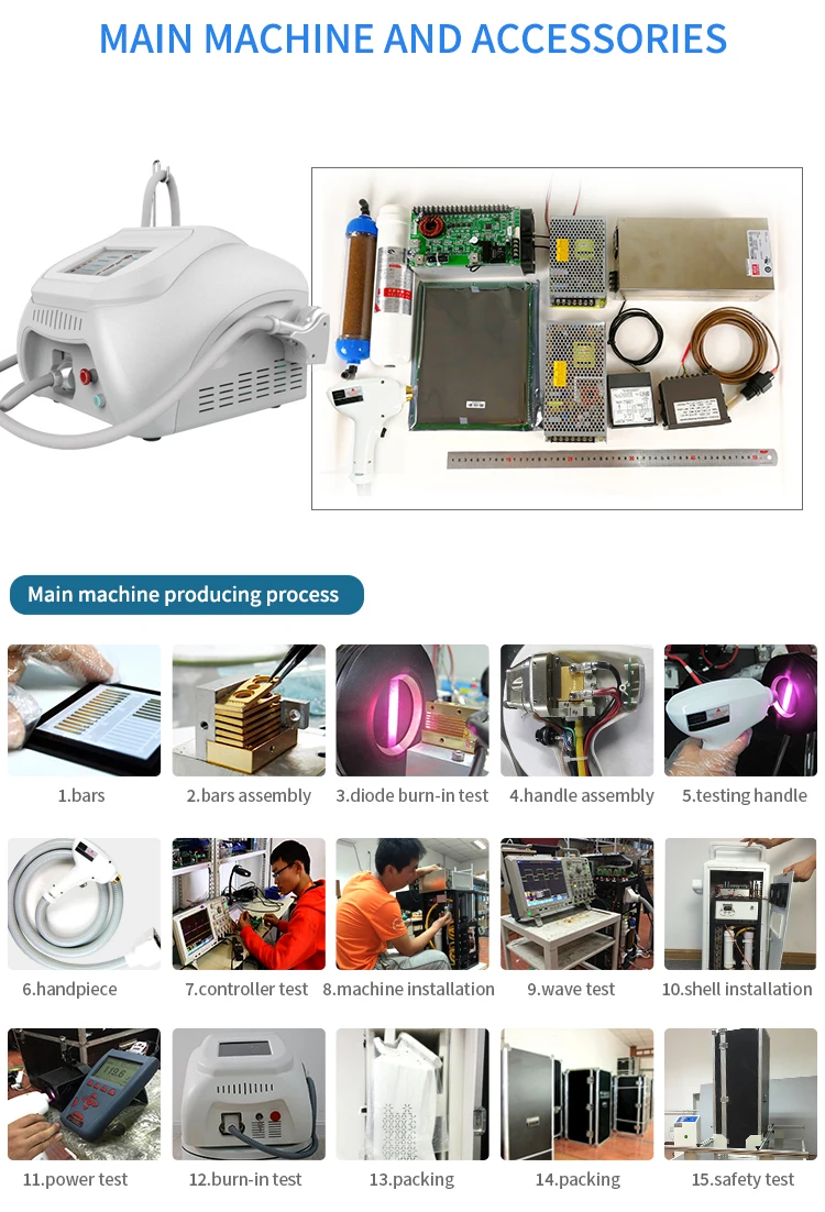 Аксессуары лазера диода 808nm изготовления профессионала постоянные и безопасные портативные для машины удаления волос 808