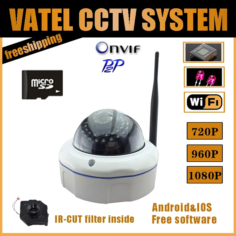 Dome Camera 30PCS Led Wireless Wifi IP Camera 32GB SD Card Security metal Dome explosion-proof CCTV Camera P2P ONVIF Wifi System