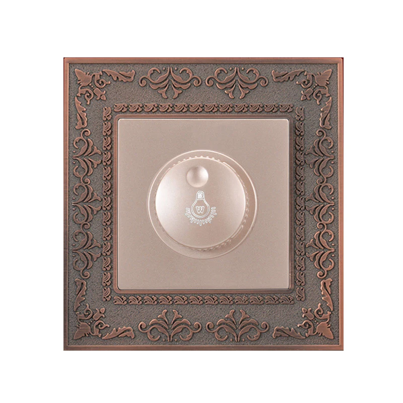 

Coswall Dimmer Controller Switch 4D Embossing Zinc Alloy Panel Luxury Retro Wall Switch 16A AC 110~250V