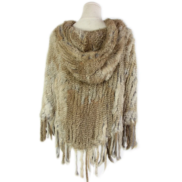 

Winter Women Real Rabbit Fur Hooded Poncho Wide Pullover Cape Shawl Fur Coat Hooded fur ponchos